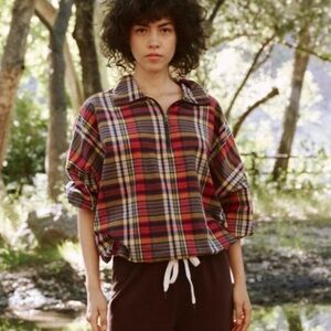 NEW!! THE GREAT The Journey Plaid Zip Pullover Size 0